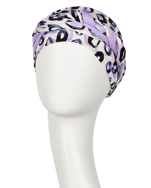 Christine Headwear Beatrice Turban with Ribbons, Printed Leo - Reverse Generation
