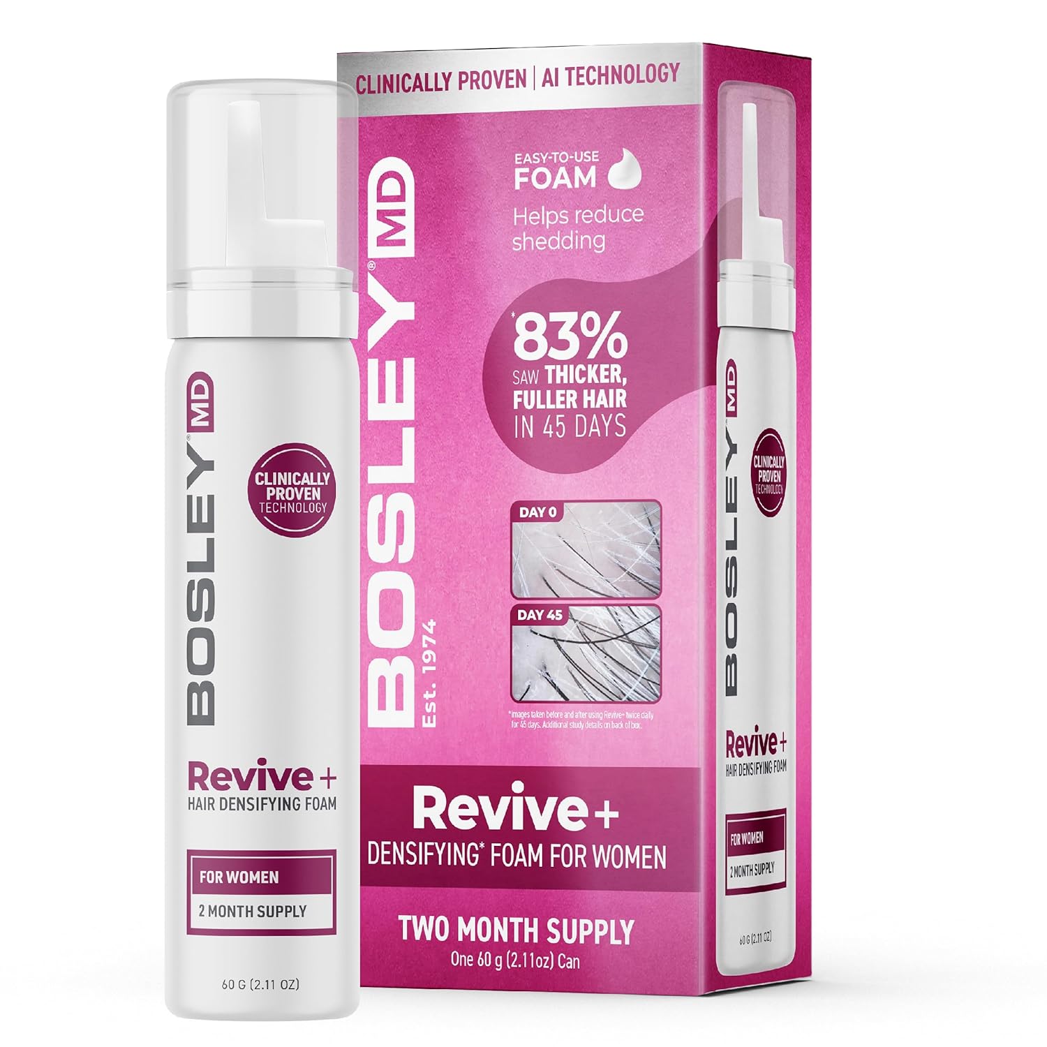 Bosley Revive Densifying Foam for Women 83% INCREASE IN DENSITY - Reverse Generation