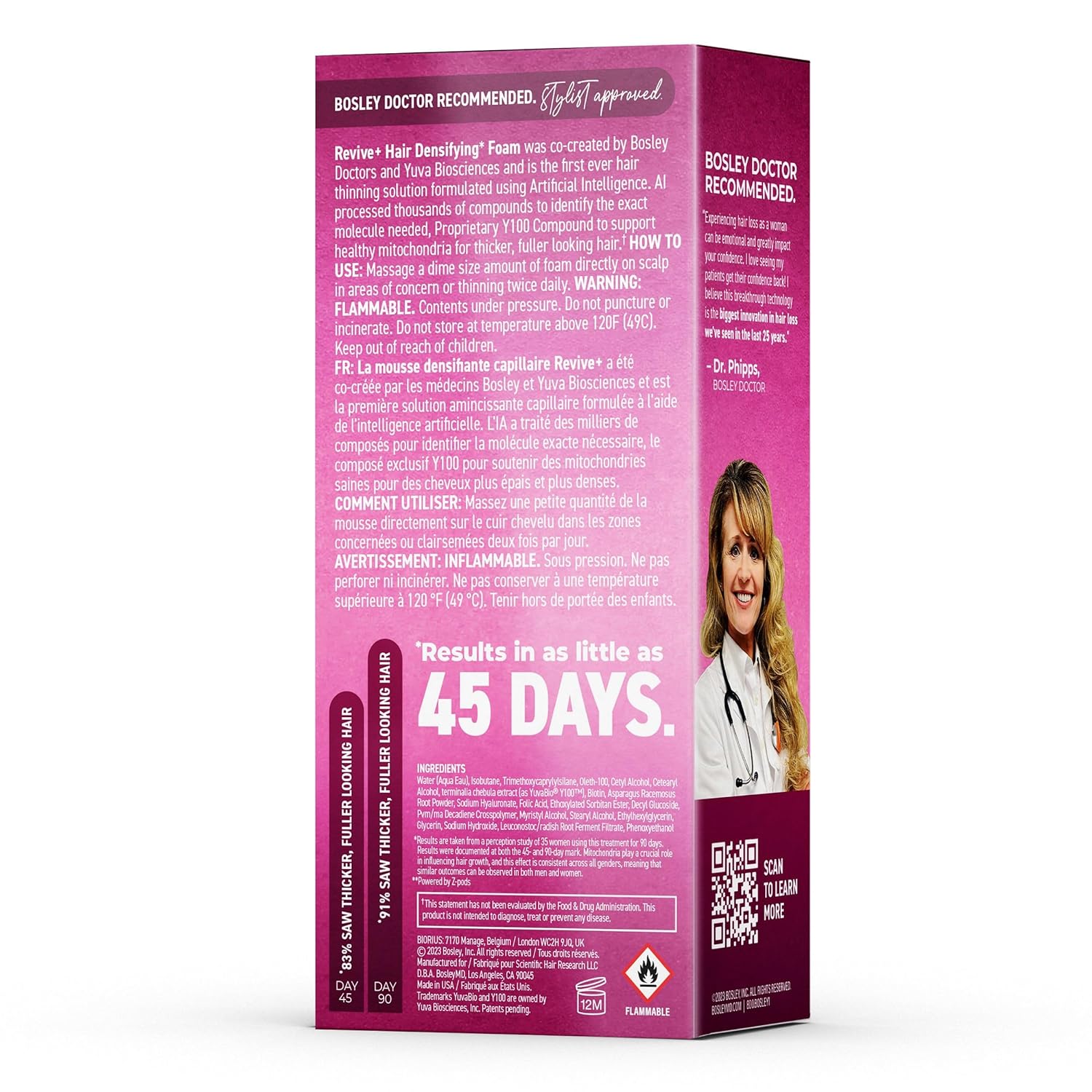 Bosley Revive Densifying Foam for Women 83% INCREASE IN DENSITY - Reverse Generation