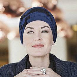 Christine Headwear Karma Turban w. Headband- Printed Black/Blue - Reverse Generation